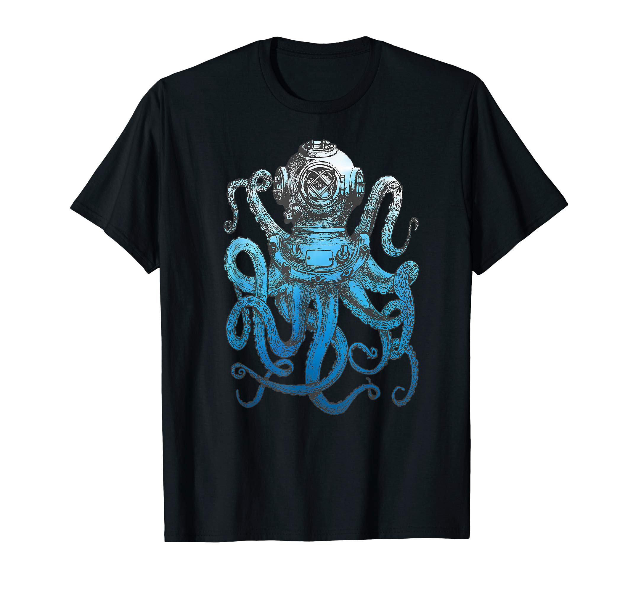 Funny Scuba Diving Gift TeesOctopus Helmet Tee Retro SCUBA Diver Weird Octopus T-Shirt