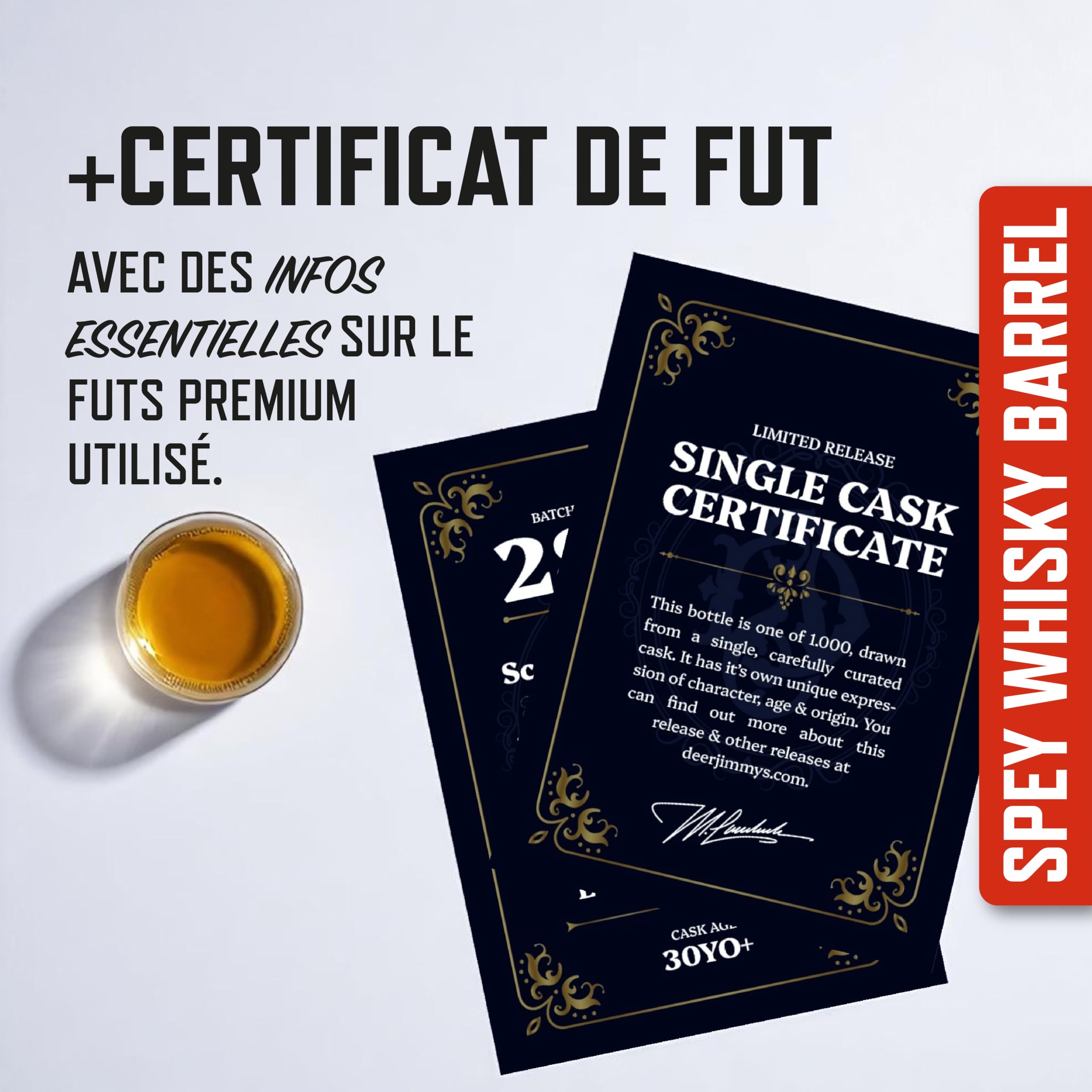 Deer Jimmy's® Coffret DIY Whisky – Fabrique Ton Propre Whisky avec du chêne Premium Issu de véritables fûts de Speyside – Maturation en fût Intense pour Tout spiritueux – Cadeau Parfait pour Homme