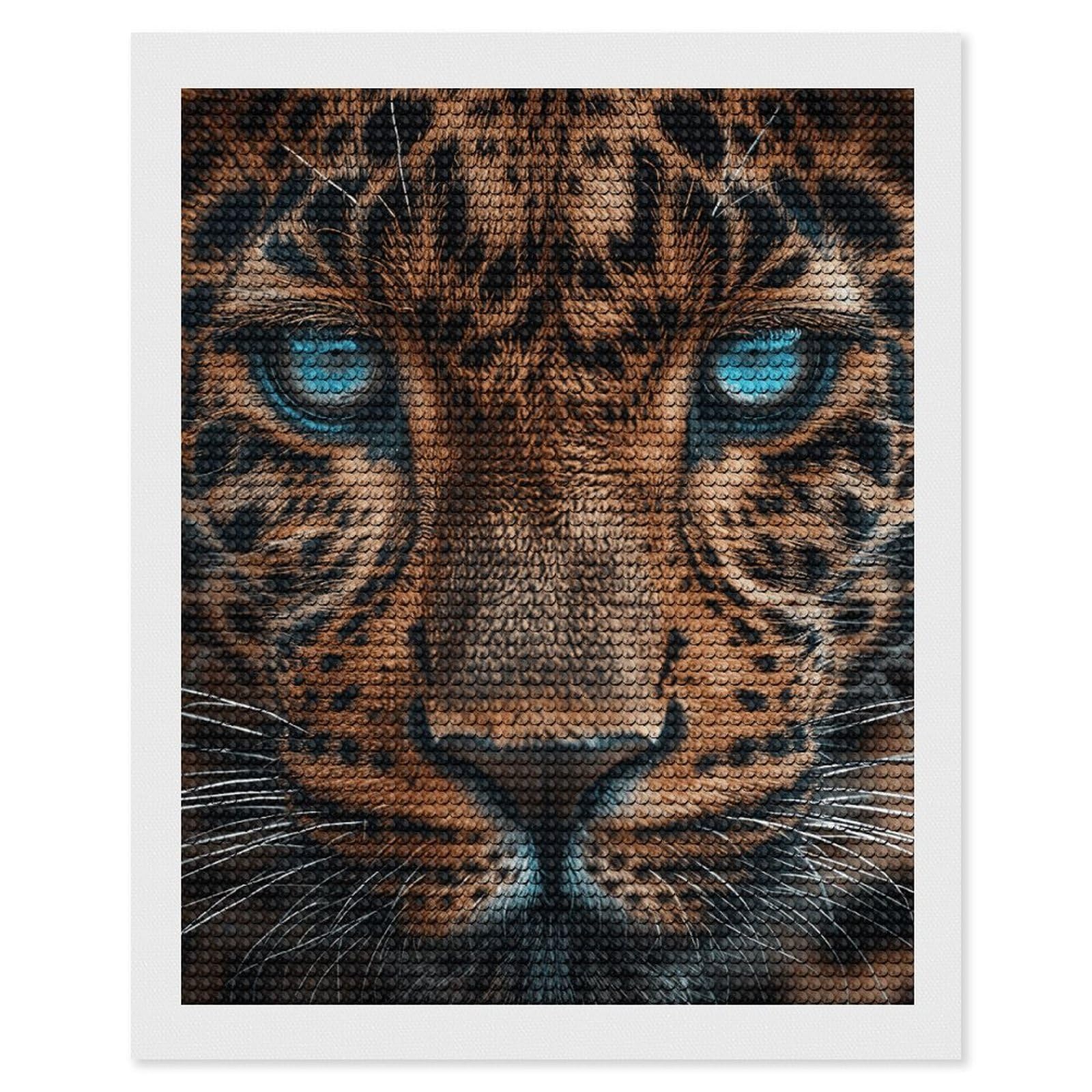 DWVTSLH Leopard Face Diamond Painting Kits for Adults, Personalized Diamond Photo Art Full Drill, DIY 5D Diamond Art Painting Kits for Beginners, Home Wall Decor 16"x20"