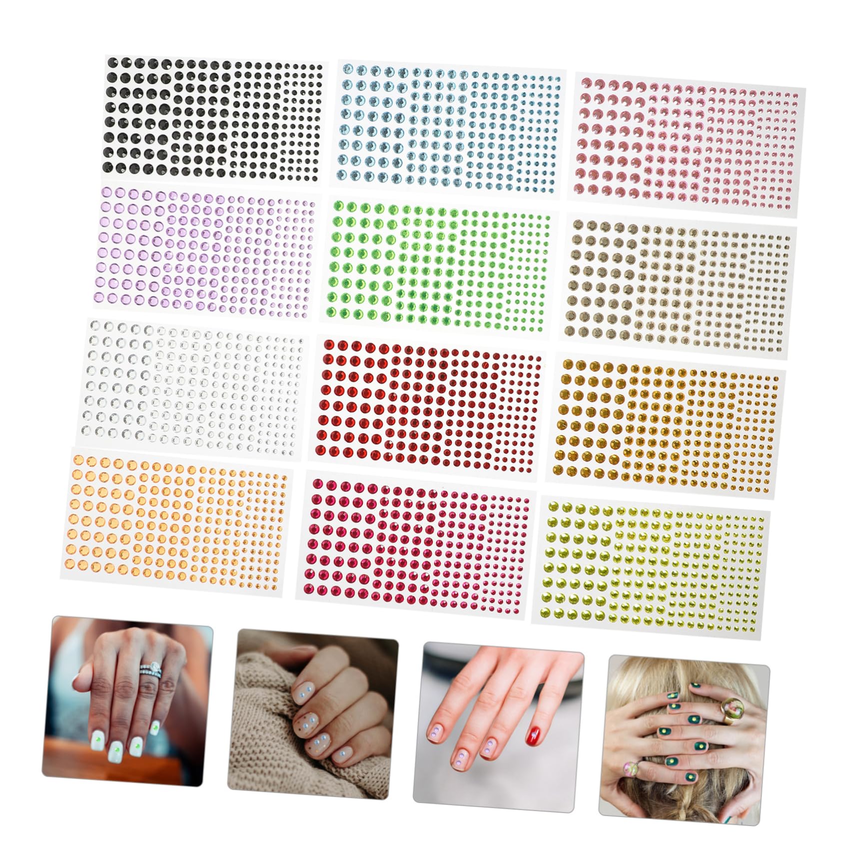 SHERCHPRY 3 Set Adesivi Con Diamanti Fare Gioiello Creazione Gemme Del Viso Ciondolo Delirio Uv Decorazioni Unghie Gioielli Per Il Viso Decalcomanie Di Gemme Per Il Viso Acrilico 12 Fogli*3
