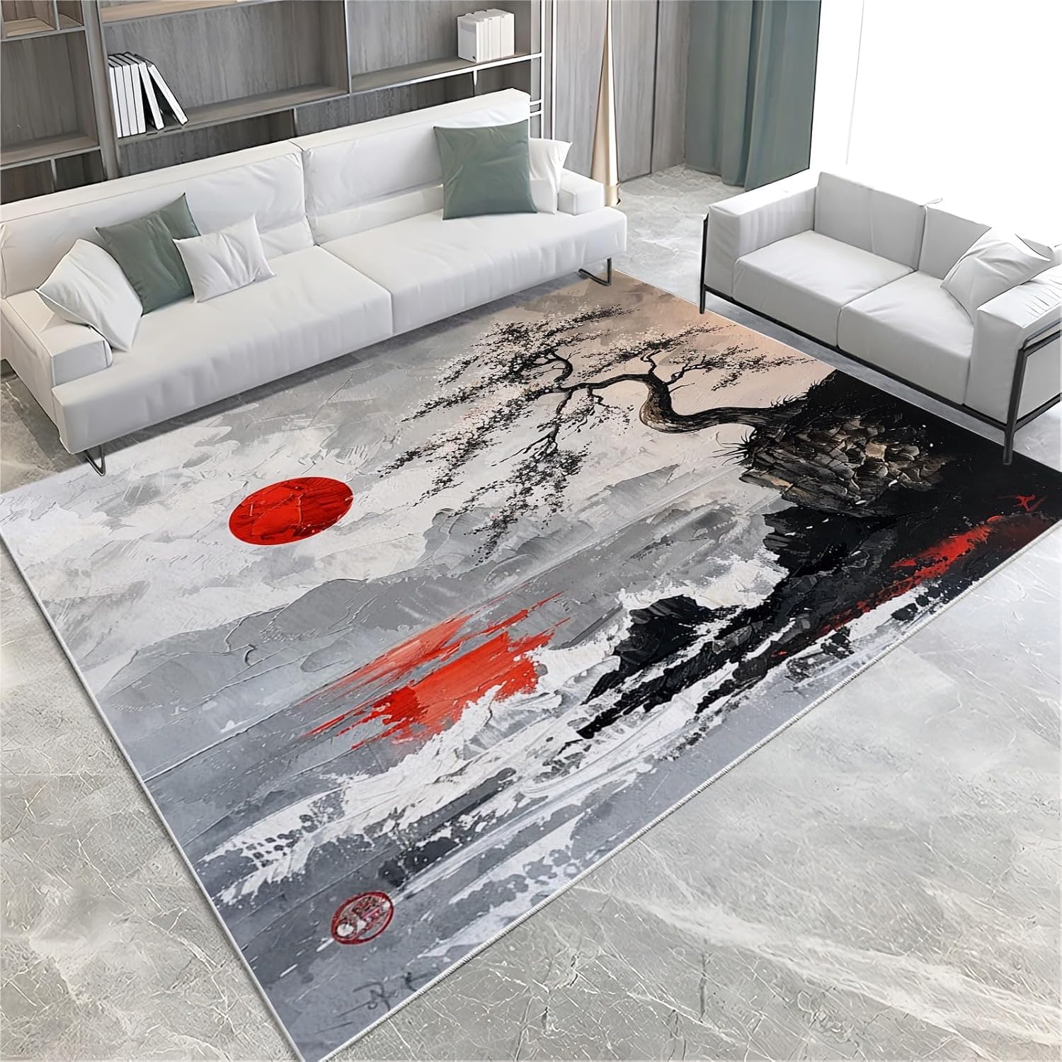 Tapis De Zone, Tapis 3D Paysage De Lune De Mer Imprimé Décor À La Maison Antidérapant Doux, Tapis pour Chambre d'enfant - Polyester Doux Au Toucher Facile À Nettoyer 90 X 150 Cm -42344526976