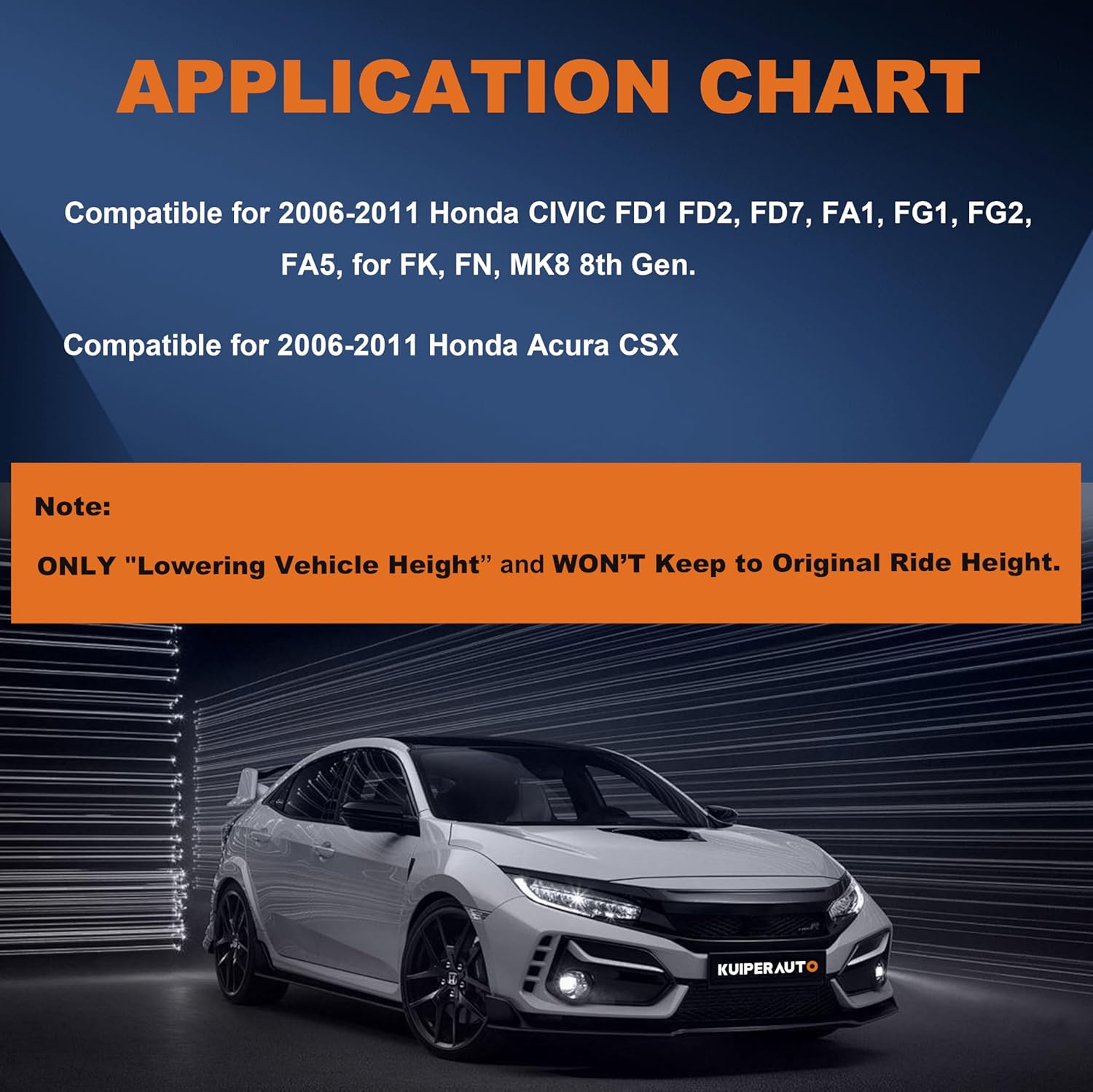 Coilovers Lowering Struts Compatible for FD1 FD2 FD7 FA1 FG1 FG2 FA5 2006-2011 Honda Civic EX LX Si Sedan/Acura CSX Adjustable Height Suspension Coil Spring Shocks (Set of 4)(Yellow)