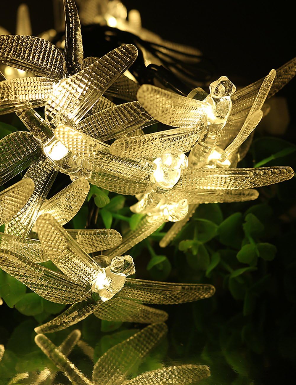 Solar Powered LED lights LiteXim 20 LEDs Dragonfly Garden Fairy Lights 4.8m/15.7ft Warm White Outdoor String lights for Lawn Tree Patio Flower Decoration