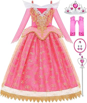 Princess Costume for Girls Toddler Pink Princess Dress Up Birthday Halloween Christmas Cosplay Party Outfits
