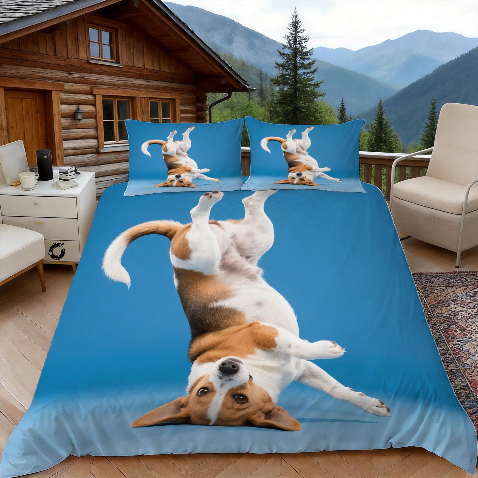Housse de couette 220x240 Beagle avec fermeture éclair pour lit double