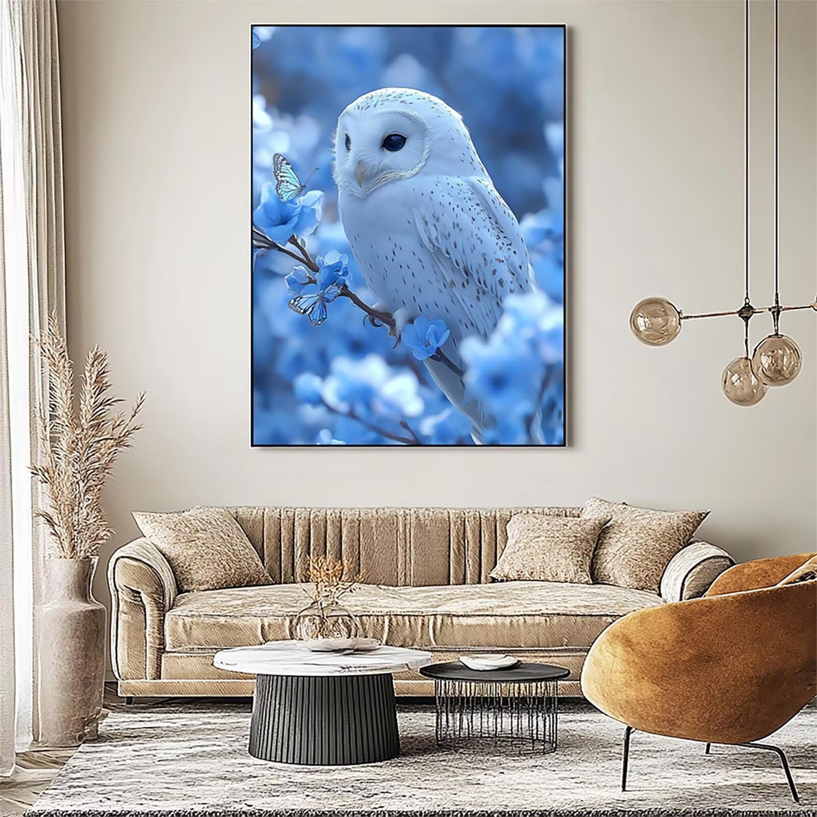 GYYH-4715 Sowa do malowania po numerach, dla dorosłych, kwiaty, akrylowe farby według numerów, DIY, hobby dla dorosłych i kobiet, materiały artystyczne, 91 x 71 cm, płótno do malowania, sztuka ścienna
