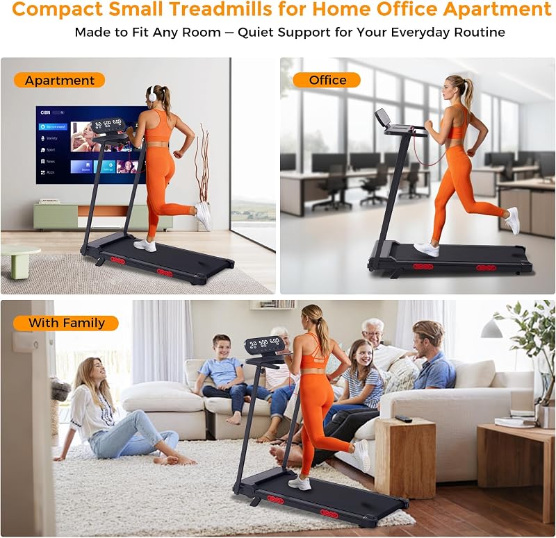 HevGlrm Walking Pad Treadmill with Incline, Treadmill with Handles for Home image 3
