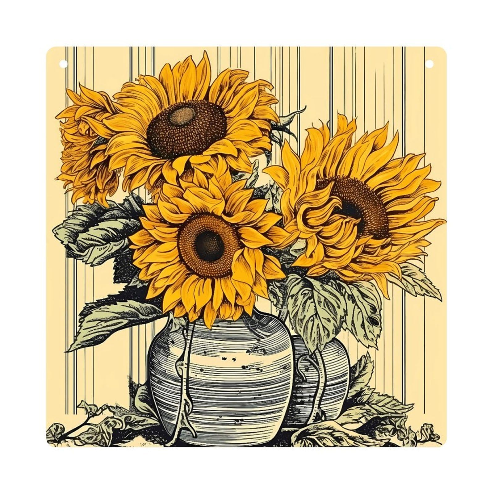 Adfgyerh Style Sunflower Pattern Hanging Ornaments Window Hanging Modern Acrylic Decor For Living Room Bedroom Dining Room Hallway Office Wall Decor, 8X8 In