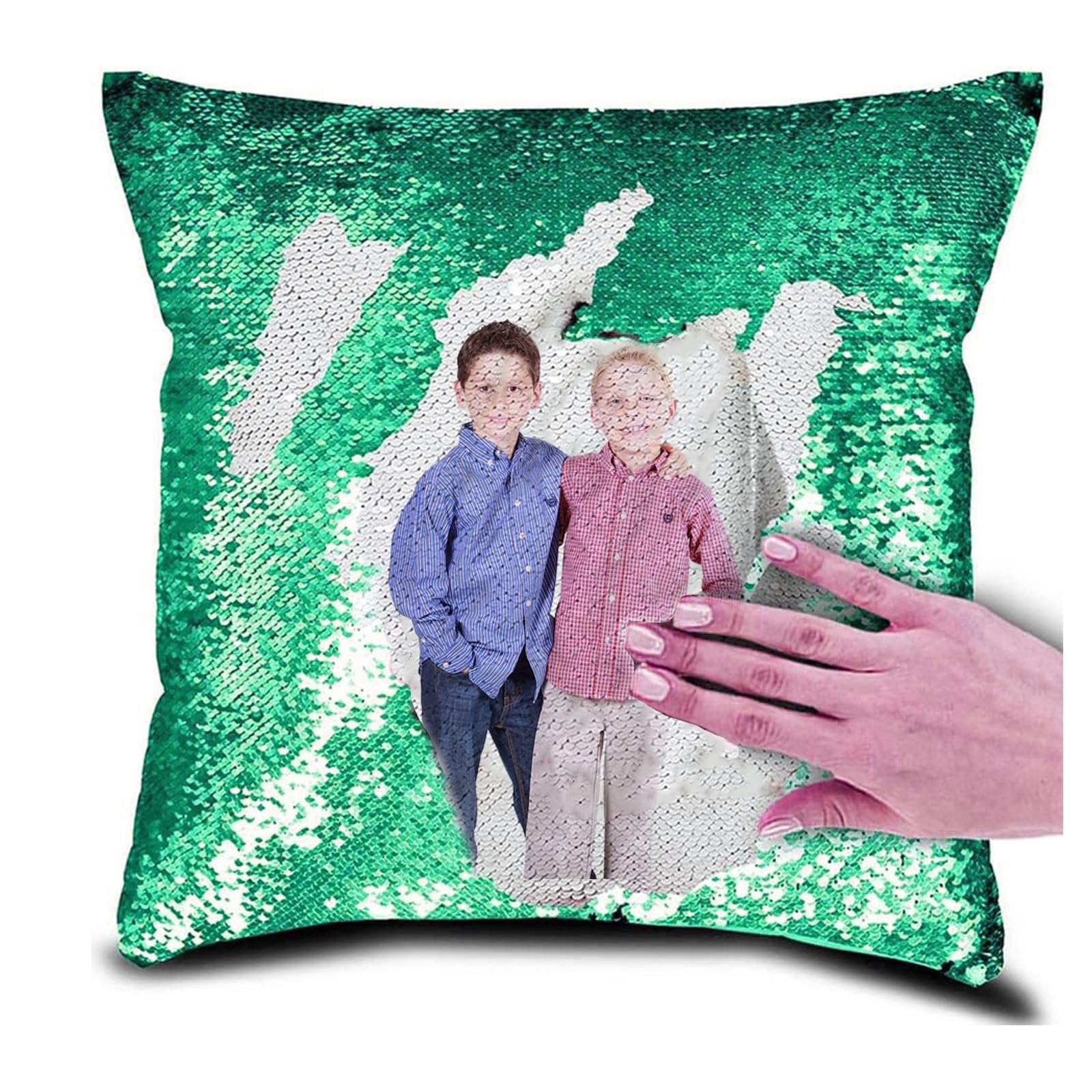Personalized Magic Reversible Glitter Pillow Cover,Custom DIY Photo Design with Any Image or Text Sequin Pillow Case, Lovers & Family Pictures, Unique Gift, 40x40cm Cushion Case For Dad