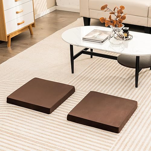 Miniatura 6 de Giantex Paquete de 10 cojines de espuma viscoelástica para silla, de 18 x 18 x 2 pulgadas, con funda de terciopelo y parte inferior antideslizante,