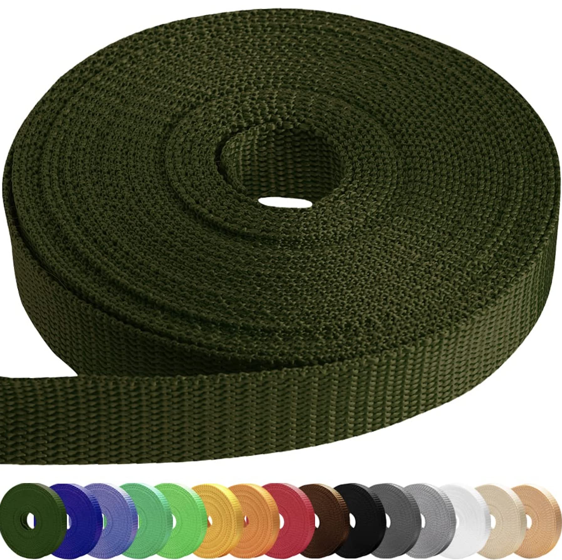 TECEUM 3/4" & 5/8" & 1" & 1.5" & 2" Webbing – 10 25 50 Yards – 40+ Colors – Heavy Duty 1 Inch 1.5 Inch 2 Inch Backpack Straps – Webbing for Outdoors