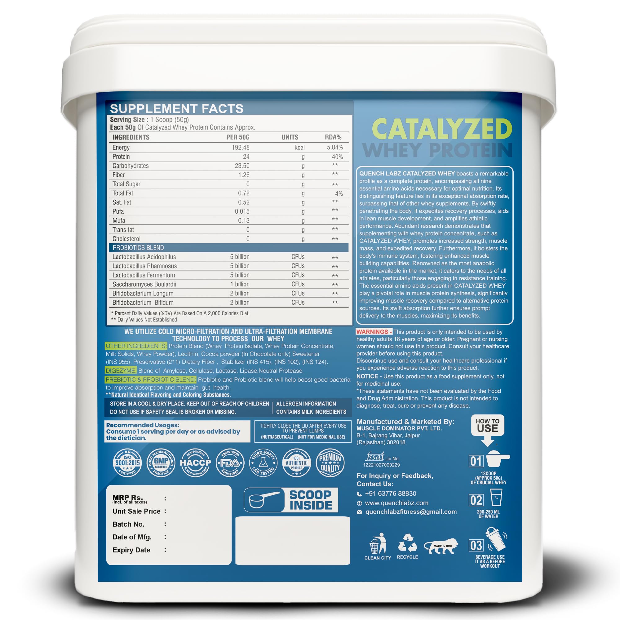 QUENCHLABZ CATALYZED WHEY PROTEIN | 24g Protein per Serving | Zero Sugar, Low Carb, Low Fat | Supports Muscle Growth & Recovery | Protein Powder for Men & Women | 4KG Chocolate Flavor — Amazon image 8
