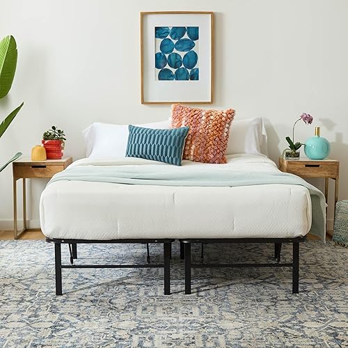 Miniatura 6 de Linenspa Marco de cama plegable metálico de 14 pulgadas, 13 pulgadas de espacio de almacenamiento debajo de la cama, construcción resistente,