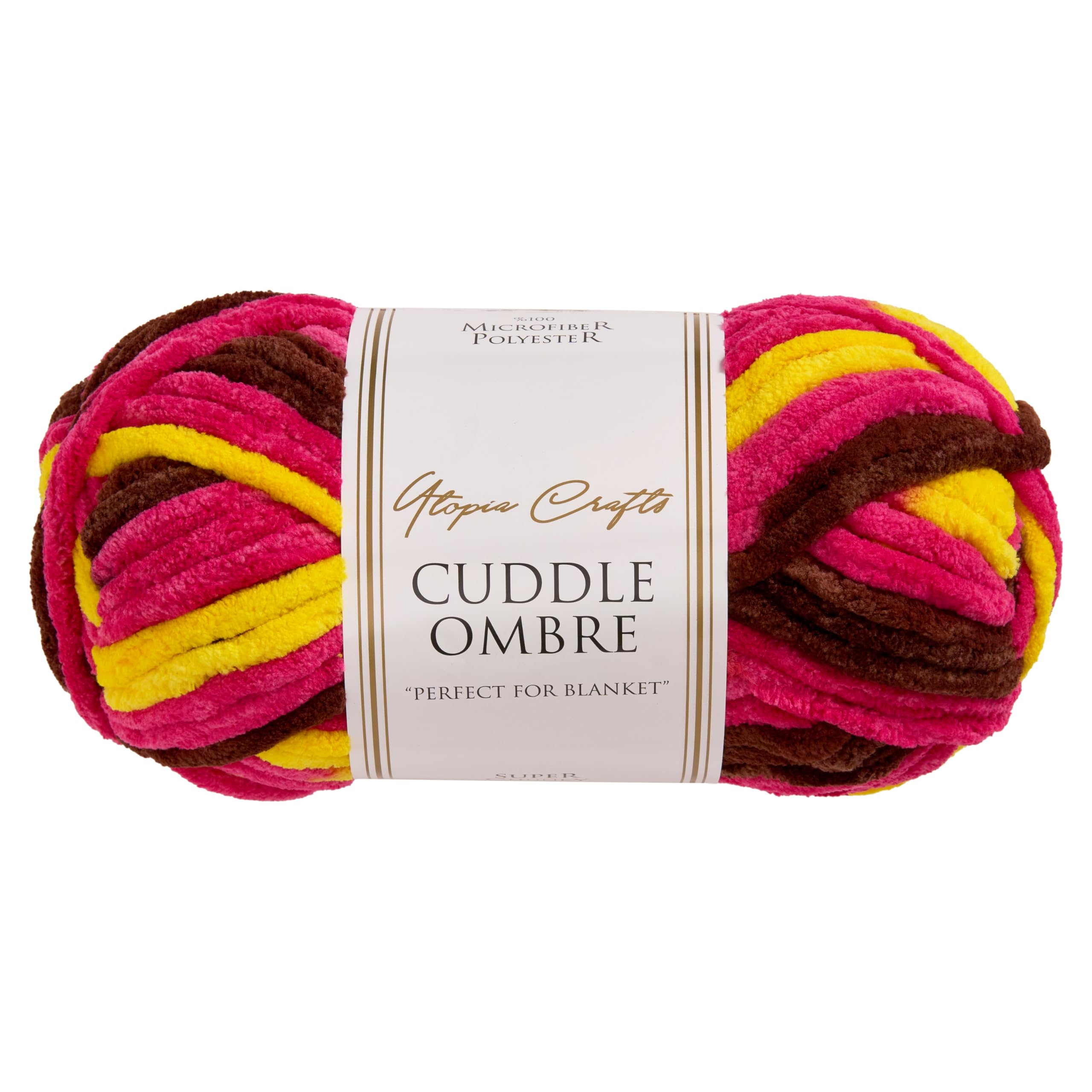 Utopia Crafts Cuddle Ombre Super Chunky Chenille Soft Yarn for Knitting and Crochet 100g (Tropical Punch)