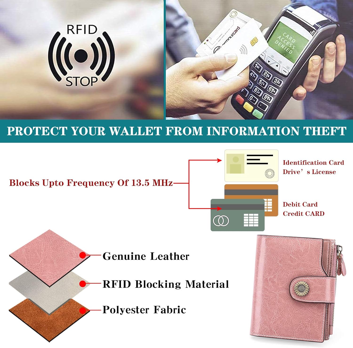FALAN MULE Small Wallet for Women Leather Bifold Compact Small Womens Wallet with RFID Blocking - Image 6