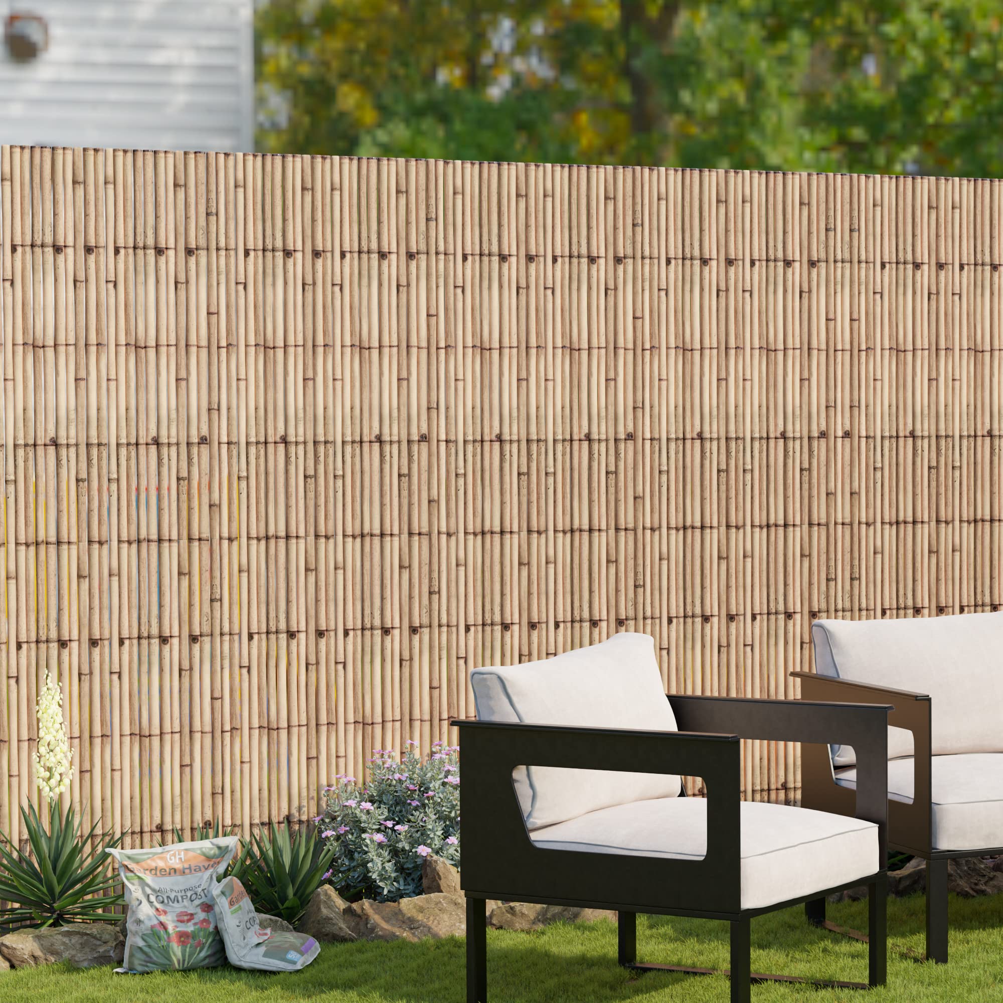 Abaseen Nouveau Jardin Canisse En Roseau Clôture Rouleau De Panneau De Clôture Eois Naturel 1m X