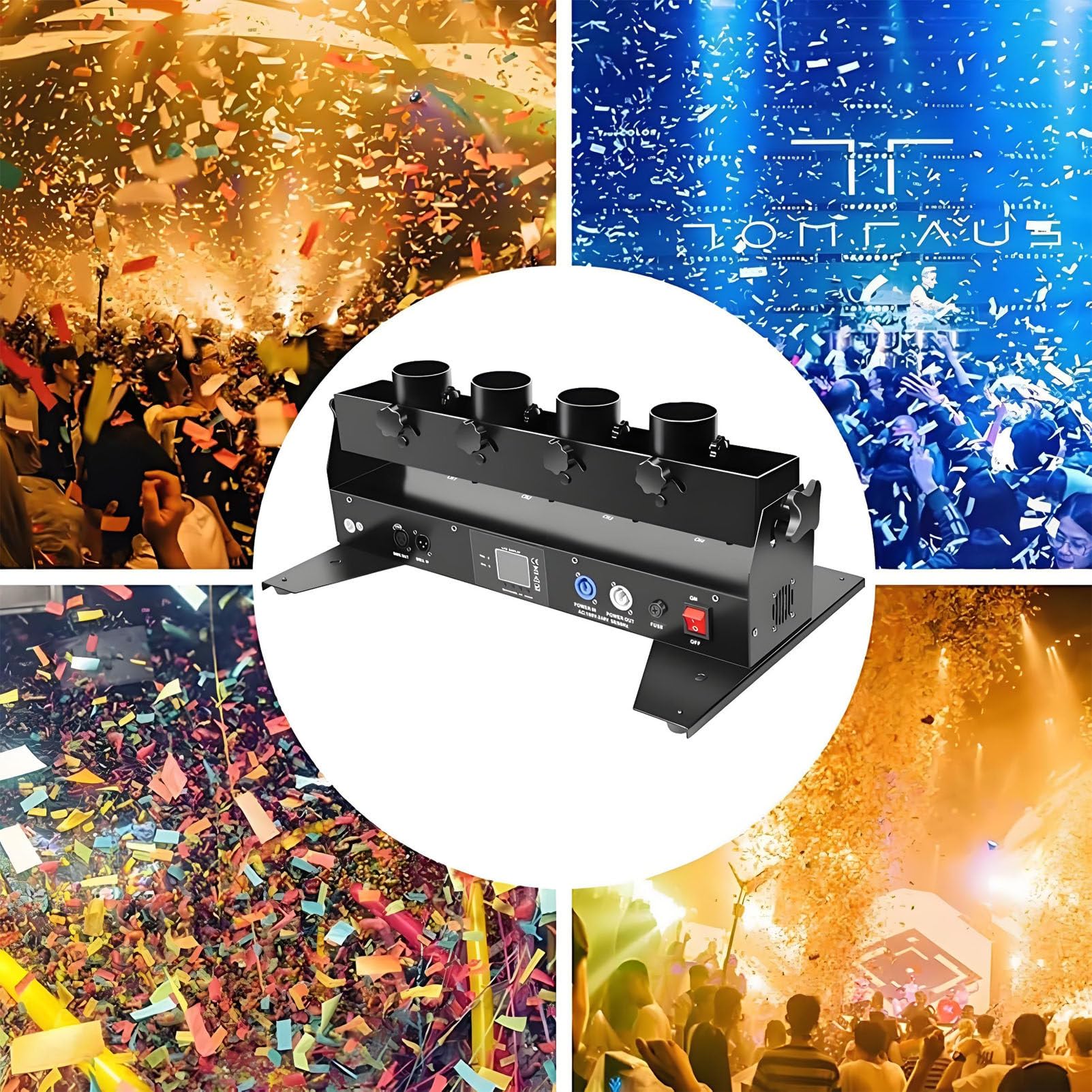 éLectrique Canon à Confettis à 4 Coups, Machine à Confettis Professionnelle, avec TéLéCommande, pour DJ FêTe DiscothèQue Mariage ScèNe.