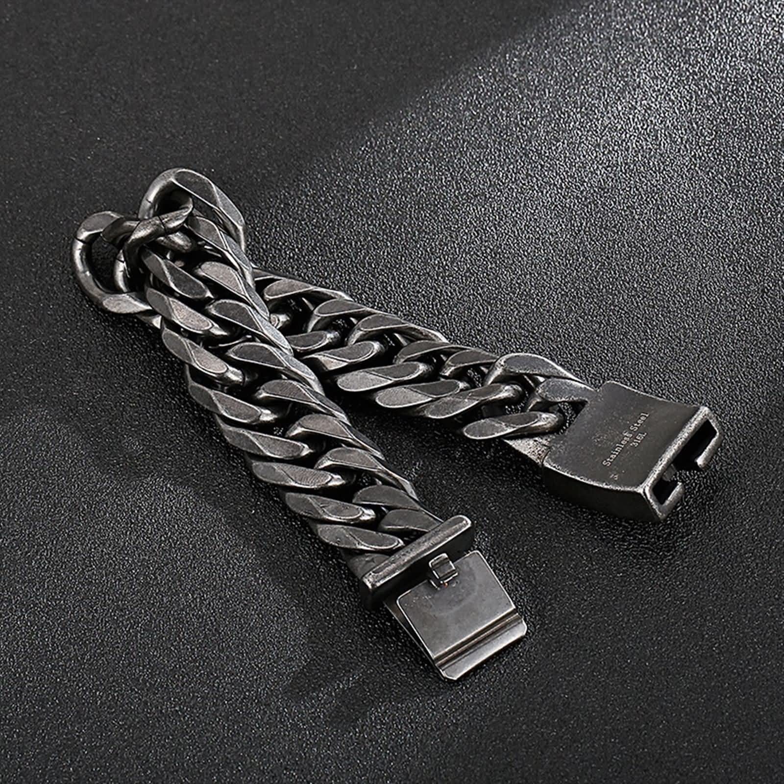 Bransoletka męska ze stali nierdzewnej, bransoletka z charmsami, 19 mm, bransoletka pancerka z zapięciem wtykowym, bransoletka przyjaźni, 22 cm, męska