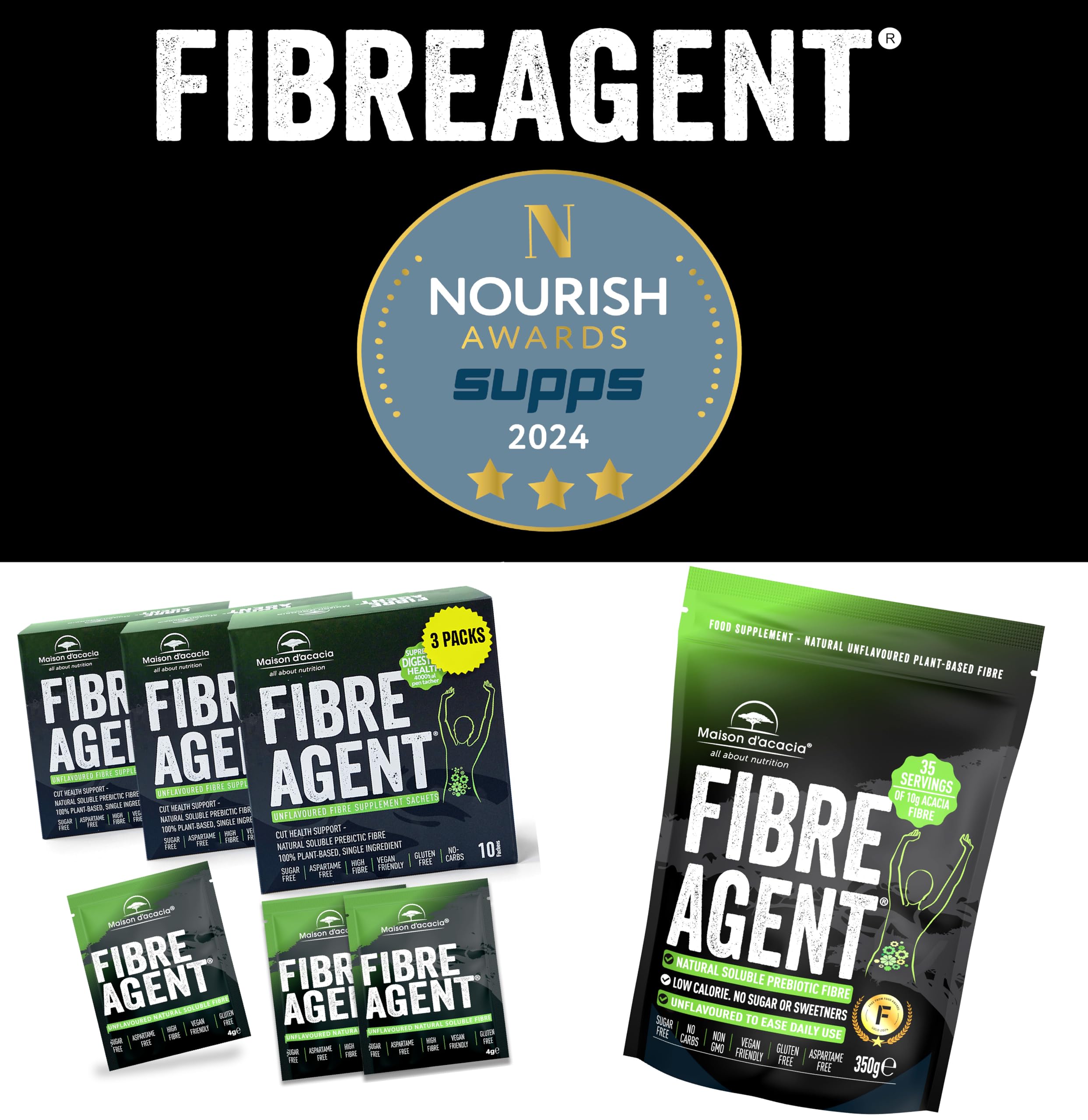 Fibre Supplement 30 Sachets. Prebiotic Natural Gut Health Award Winner. Soluble High Fiber. Unflavoured Regularity Gentle Constipation Relief. No Sugar No Aspartame. Psyllium Husk Inulin Alternative