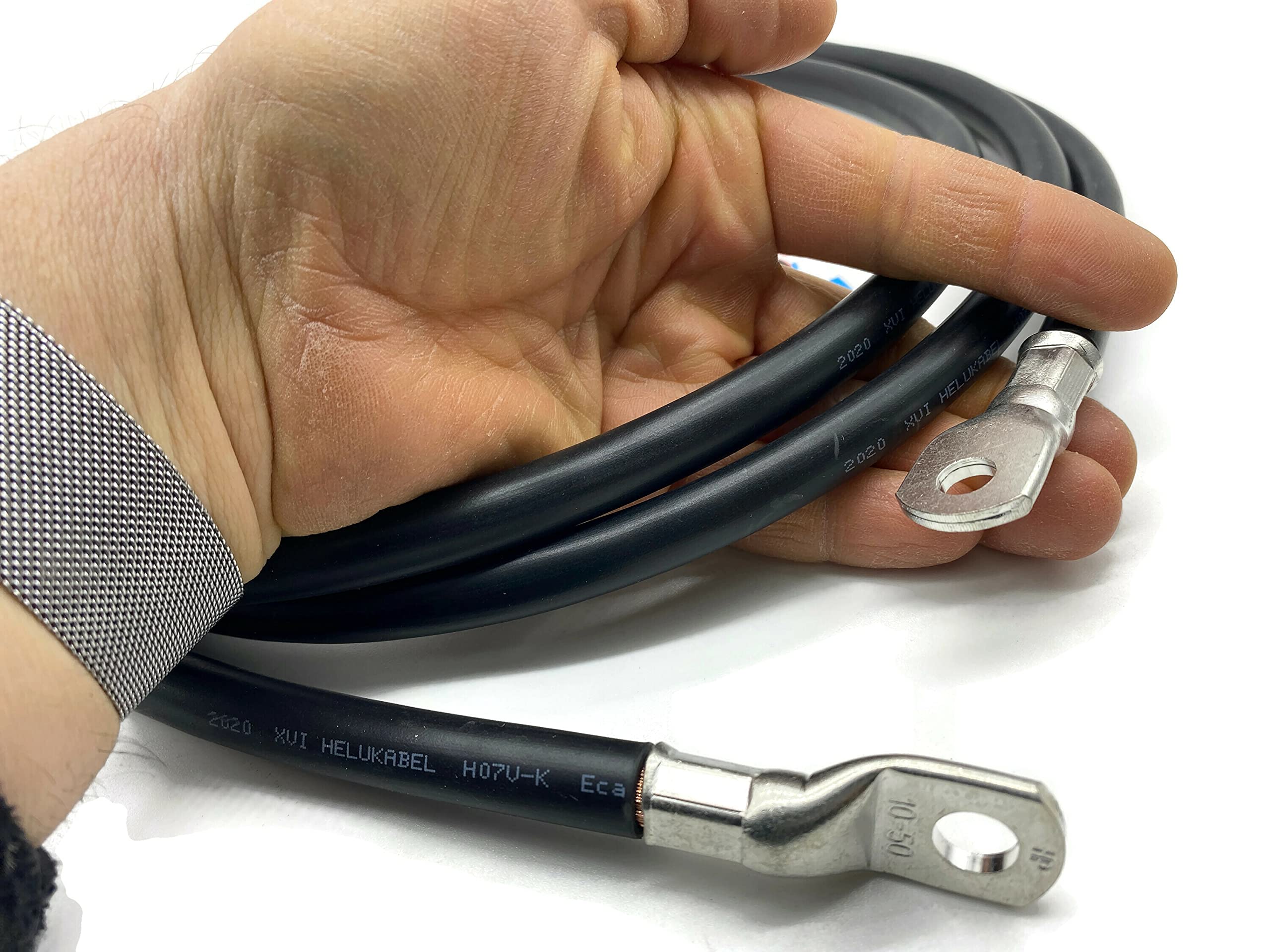 eXODA Câble de batterie 2,5m câble d'alimentation en cuivre 50 mm² avec cosses à œillets M8