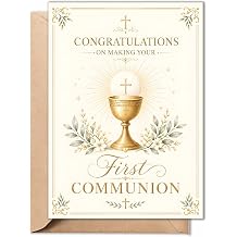First Communion Card, Religious Catholic 5x7 Card with Envelope, Sticker