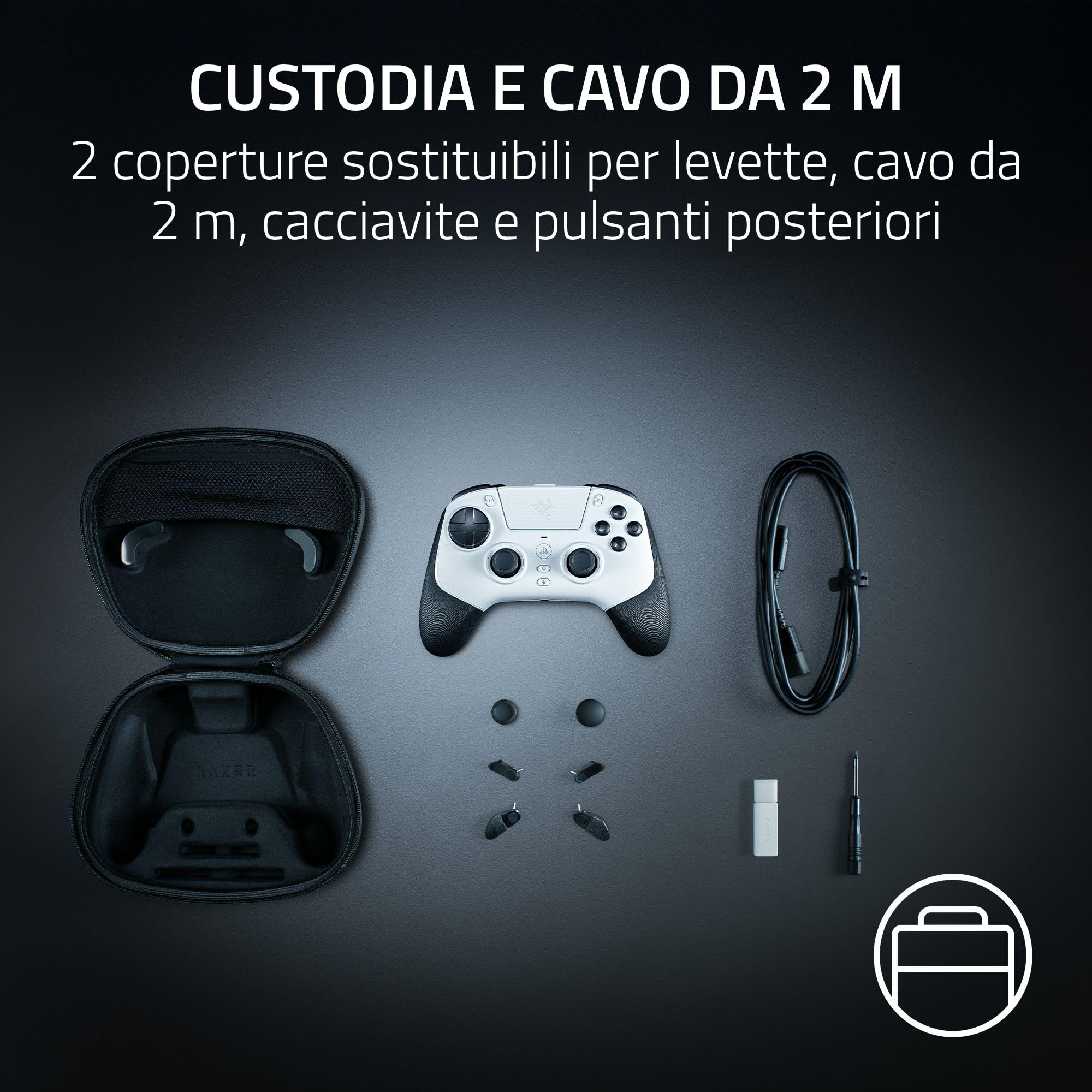 Razer Raiju V3 Pro - Controller wireless per e-sport per PlayStation 5 e PC - 4 pulsanti rimovibili e 2 bumper con impugnatura a artiglio - Stick analogici TMR - Pro HyperTrigger | Bianco