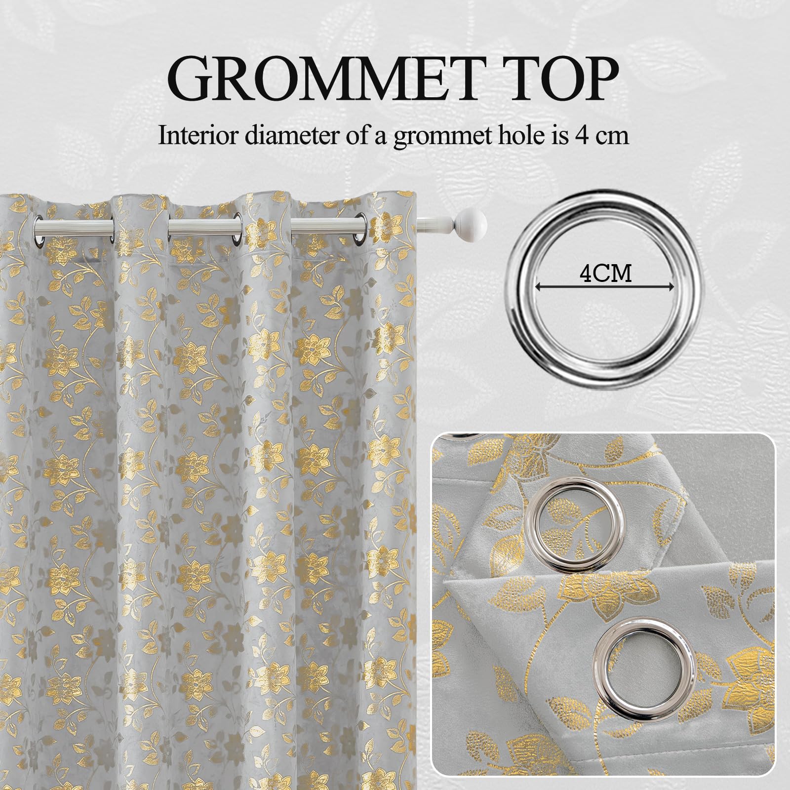 Ystyle Rideau Occultant Lot de 2, 140x225 CM, Beige | Rideaux Floraux Vintage Élégants, Rideau Thermique Isolant Anti Froid et Chaleur, Idéaux pour la Chambre et le Salon
