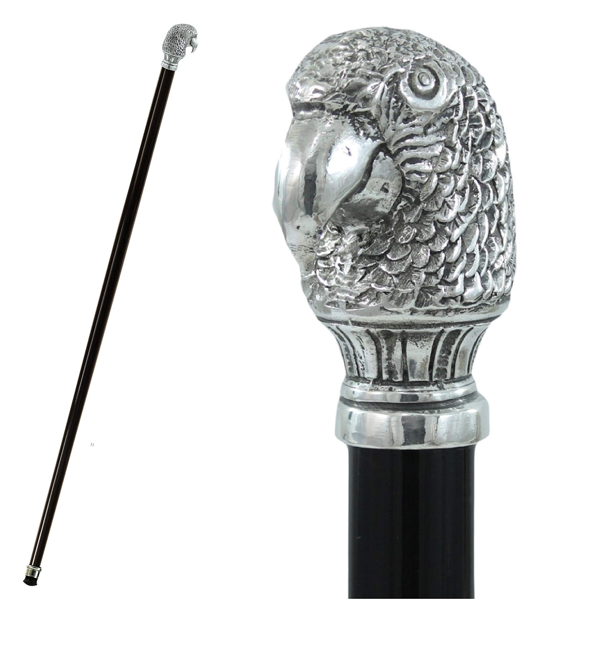 Bastón de paseo de estaño de madera negra vintage clásico elegante nobiliar CAVAGNINI