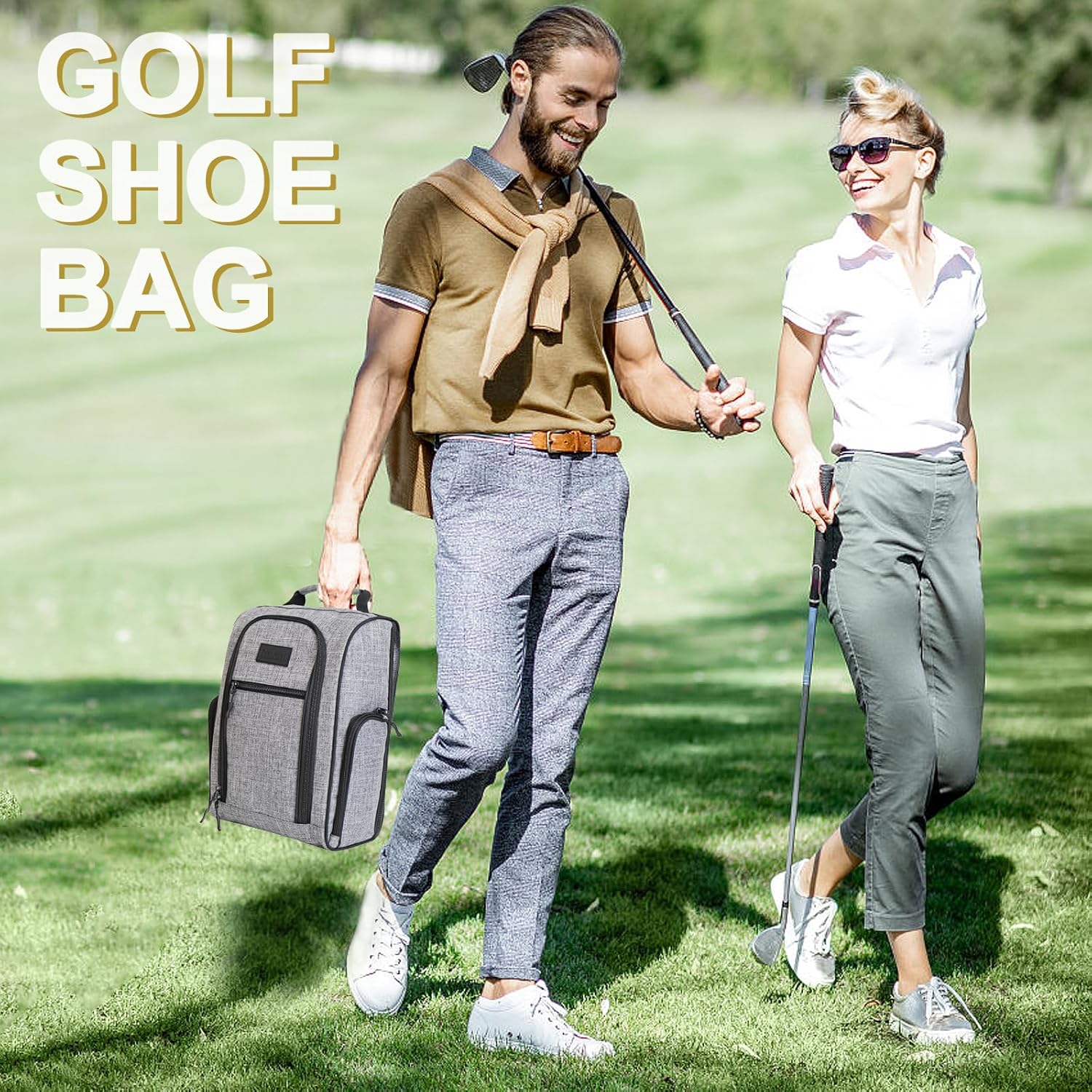 Goloni Golf Shoe Bag for Men & Women, Padded Travel Shoe Bag with Side Accessory Pockets,Sport Shoe Carrier for Golf Shoes,Socks,Tees & Balls,Durable & Lightweight Design (Gray) - Image 6