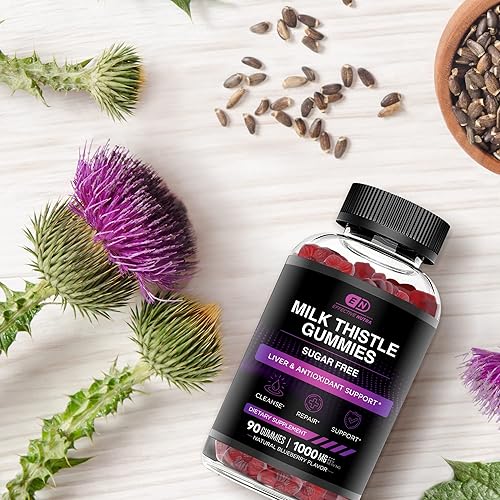 Miniatura 6 de EFFECTIVE NUTRA Gomitas de cardo mariano | Extracto de cardo mariano sin azúcar, 1000 mg para desintoxicación hepática y apoyo antioxidante, vegano,