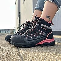 Vista 5 de JIASHIBO Botas de trabajo con punta de acero para mujer, calzado protector multifuncional, antideslizante, resistente a pinchazos, absorción