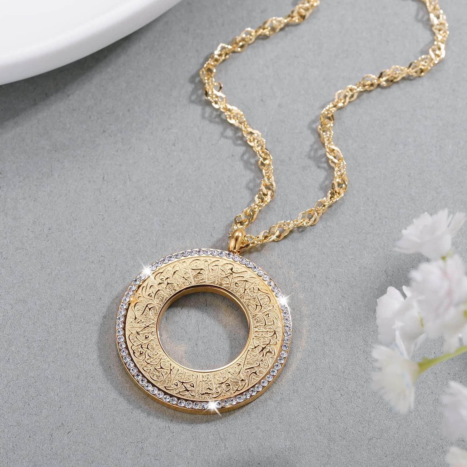 Qitian Islamic Jewelry Gifts for Women Muslim Pendant Gold Allah Arabic Necklaces Ayatul Kursi Necklace Islam Eid Ramadan Gifts - Image 2