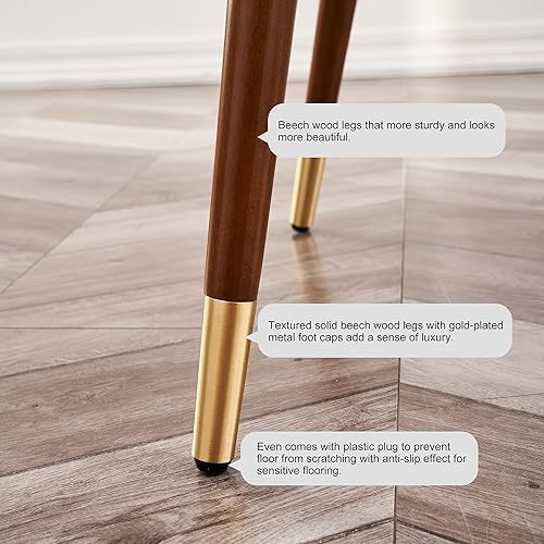 Miniatura 23 de ARTPLAN Uphoolsted - Silla de comedor moderna de mediados de siglo, piel sintética con nogal, silla con brazo acentuado, silla de estar con pies de