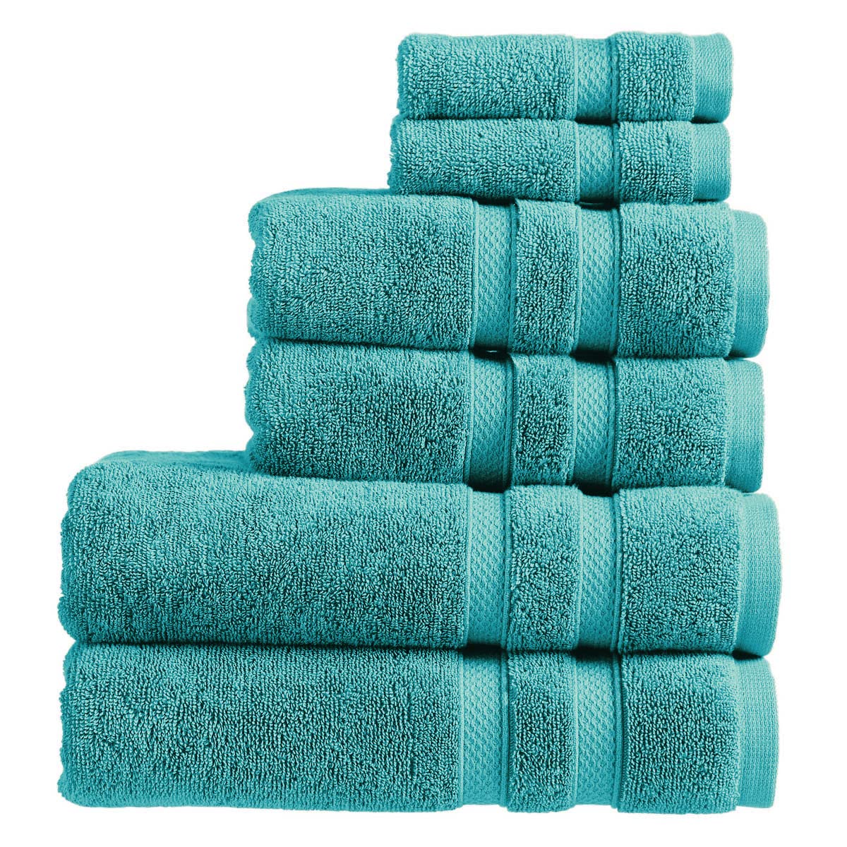 Christy Chroma Bathroom Towel Set | Set of 6 | 2 Bath 2 Hand 2 Face | Highly Absorbent Heavyweight 675GSM | Bold and Bright | Soft Smooth Shower Towels | 100% Cotton | Sustainably Made | Vivid Teal — image 1