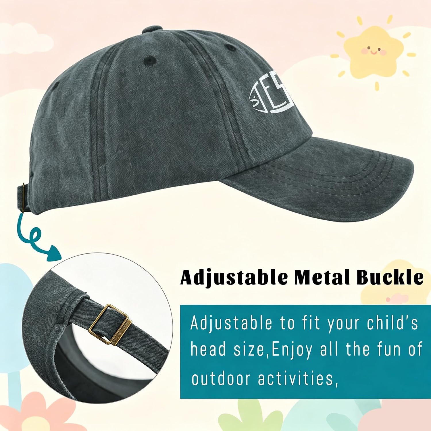 Negi Spider Printed Kids Hat Adjustable Baseball Cap for Teen Boys and Girls Distressed Washed Cotton Cowboy Hats