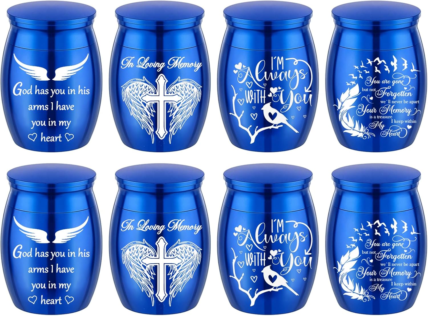 Color Small Urns for Ashes - Set of 8，Aluminium Mini Urns, Cremation Urns for Human/Pet Ashes, Ashes Holder, Small Keepsake urns-Memorial Urn (8Pcs-Blue)