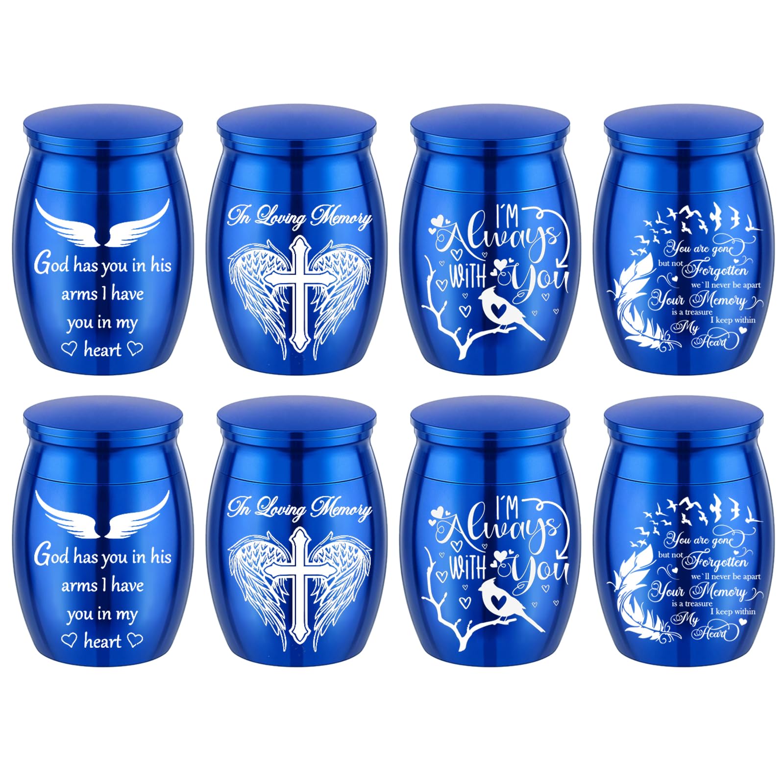 Color Small Urns for Ashes - Set of 8，Aluminium Mini Urns, Cremation Urns for Human/Pet Ashes, Ashes Holder, Small Keepsake urns-Memorial Urn (8Pcs-Blue)