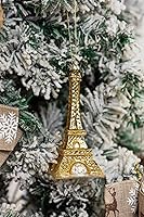 Vista 7 de Adorno de Navidad de la Torre Eiffel de París, 2 unidades, adornos de cristal soplado para árbol de Navidad