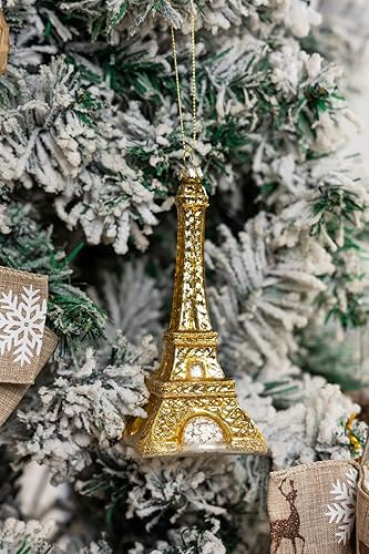 Miniatura 7 de Adorno de Navidad de la Torre Eiffel de París, 2 unidades, adornos de cristal soplado para árbol de Navidad