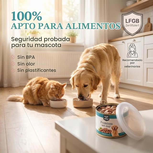 Foto 6 de 8 de HUND IST KÖNIG® Tapa para latas [3 unidades] Tapa robusta para latas, mantiene la comida fresca…