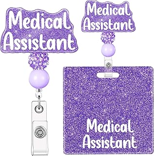 Medical Assistant Badge Buddy with MA Badge Reel Retractable Nursing ID Clip for Nurse (Purple Medical Assistant)