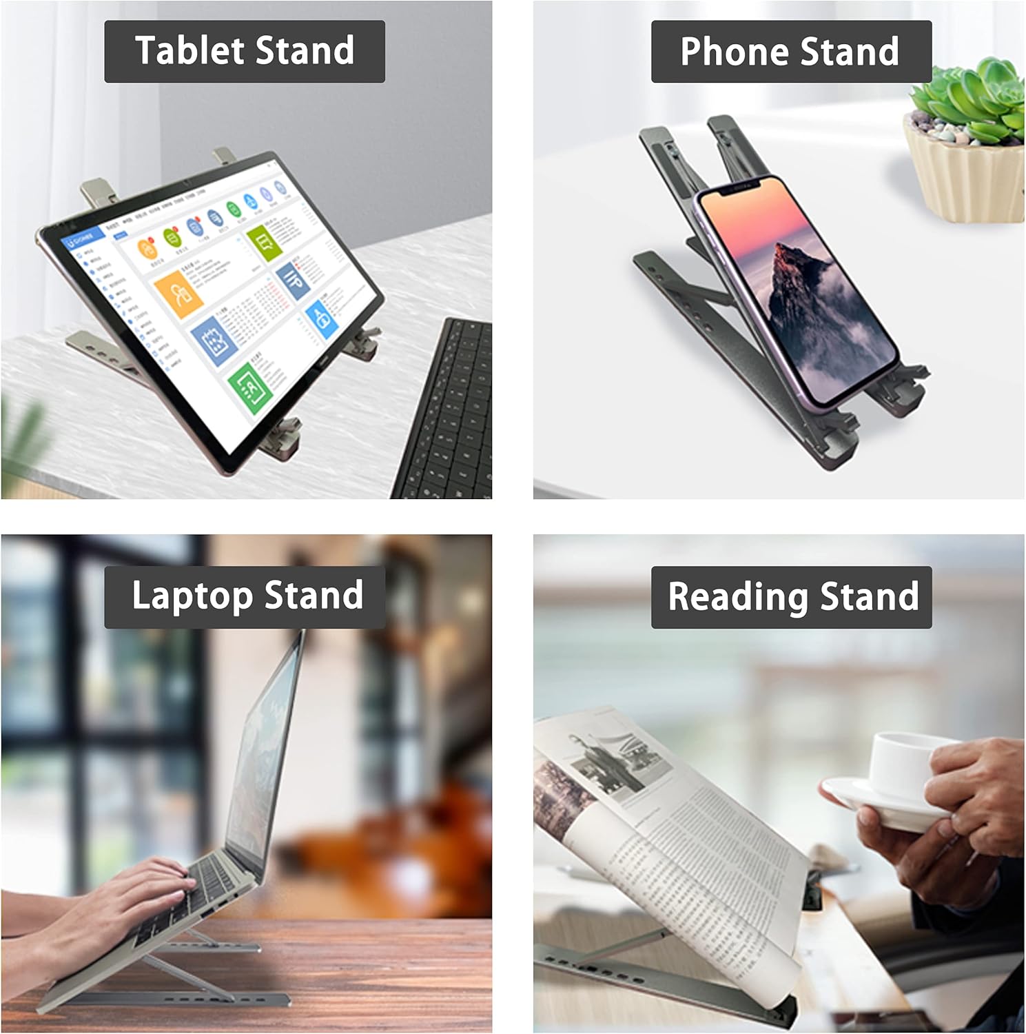 Yomigoo Portable Laptop Stand for Desk, Home Office Laptop Accessories Adjustable Ventilated Ergonomic Aluminum Laptop Holder Riser Compatible with 10-15.6” Laptops,Tablets,Graphic Tablets(Space Grey) : Electronics