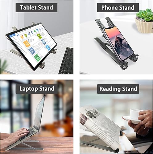 Miniatura 7 de Soporte portátil para computadora portátil, accesorios para laptop, ajustable, ventilado, ergonómico, de aluminio, para laptop, compatible con