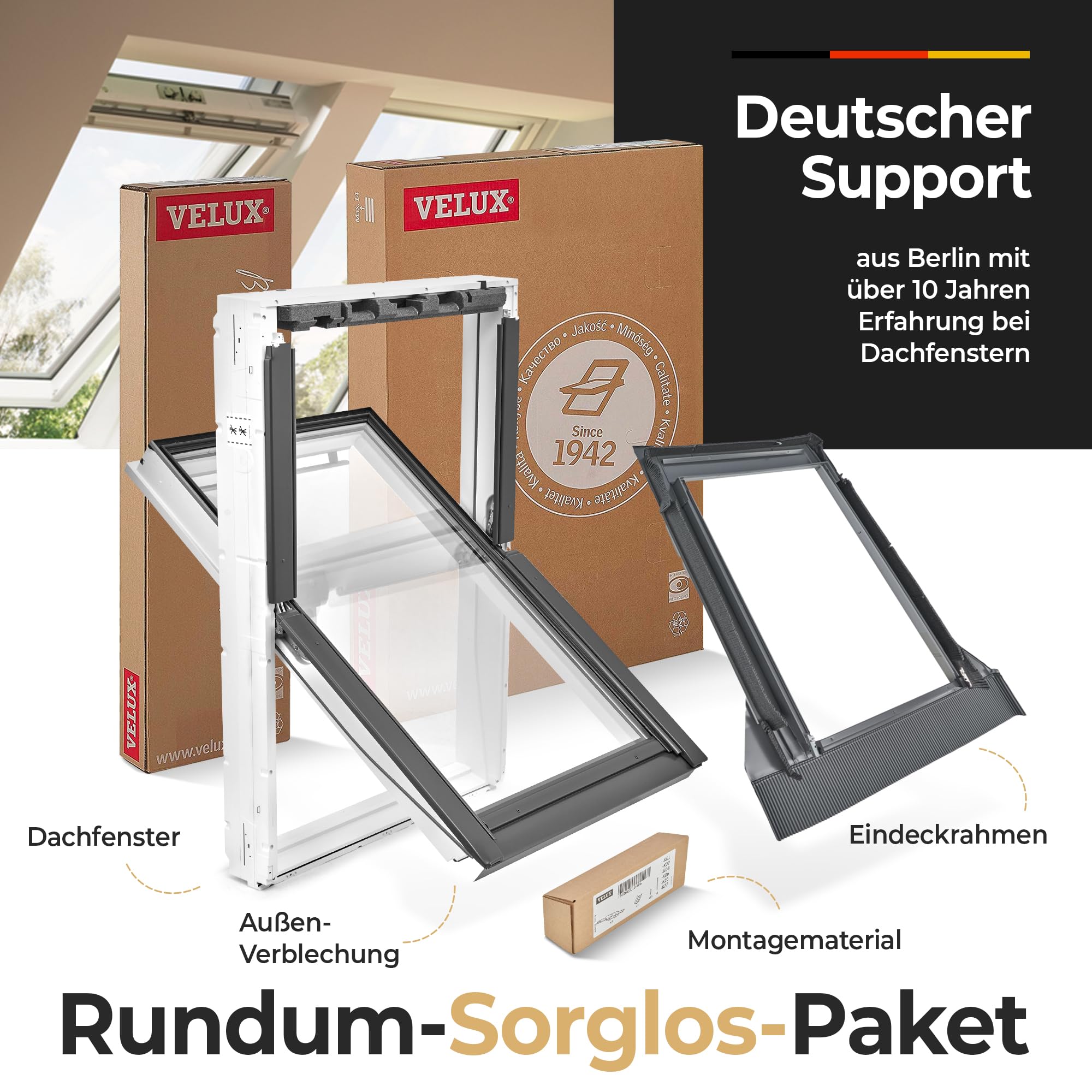 VELUX Austauschfenster: Austausch-Paket Kunststoff für alte Velux Dachfenster (Größe: 66 x 118 - für Velux "206" und "F06")