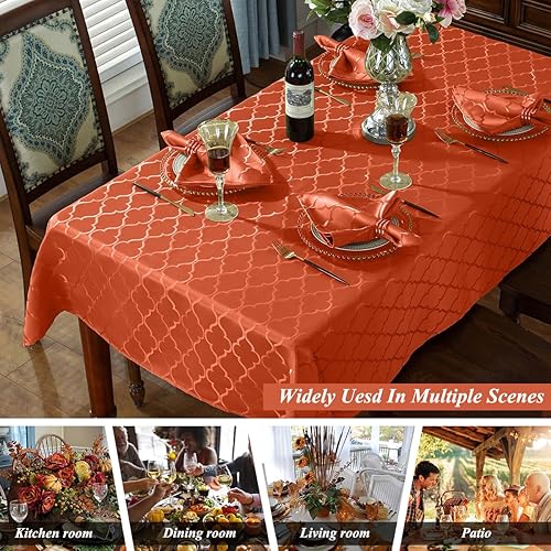 Miniatura 5 de SASTYBALE Servilleta jacquard con patrón de flores de poliéster a prueba de derrames, resistente a las arrugas, a prueba de polvo, para cocina,