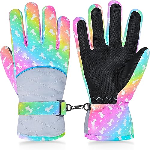 Guantes de nieve de invierno para niños, guantes de esquí impermeables para niñas, guantes de nieve para niños pequeños, guantes de snowboard para