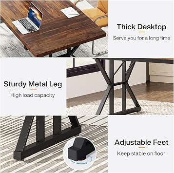Tribesigns 70.8-Inch Executive Desk, Large Computer Office Desk Workstation, Modern Simple Style Laptop Desk Study Writing Table Business Furniture for Home Office (Brown/Black, 70.8 Inch)