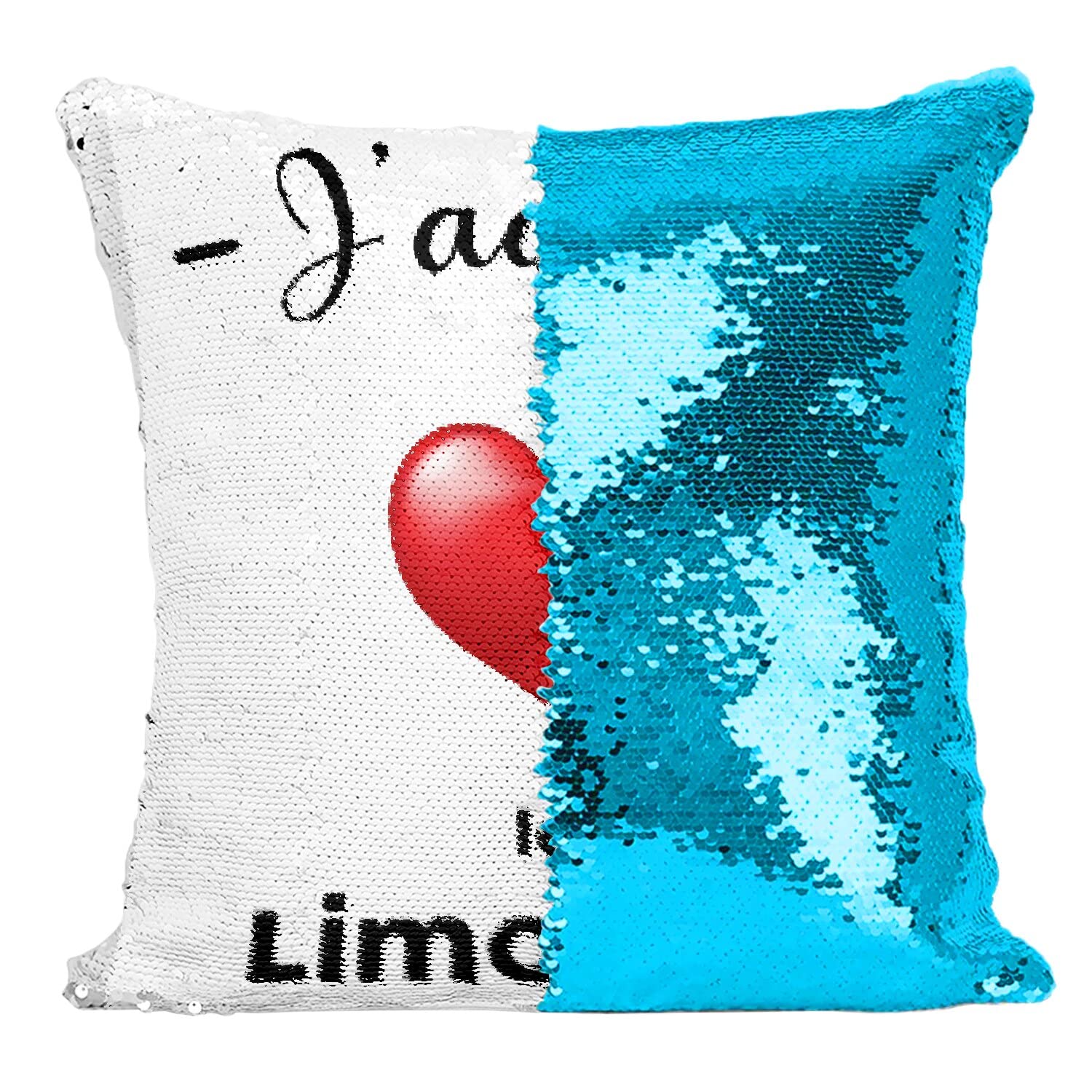 Coussin Sequin Turquoise J'adore Le Limousin Cadeau Souvenir Limoges