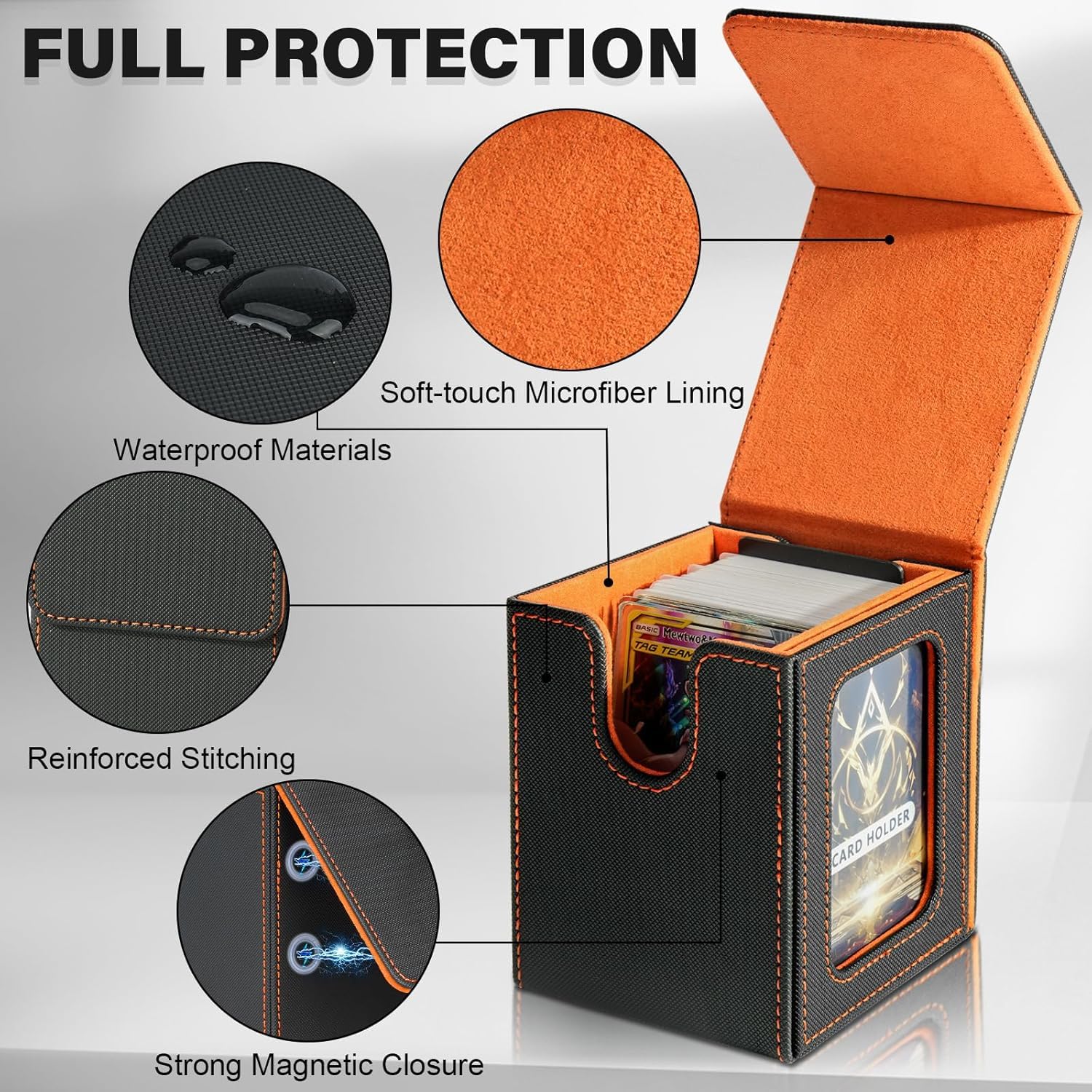 Boîte De Rangement Magnétique Pour Cartes MTG/Yugioh – Cuir PU 100+ Double Pochettes – 2 Compartiments