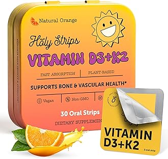 Vitamin D3 K2 Supplement 5000 IU - Fast-Absorbing Oral Strips for Bone & Heart Health - Vitamin D K2 Plant-Based Formula - D3K2 - High-Potency Vitamina D3 con K2- Non GMO - Sugar-Free (30 Count)